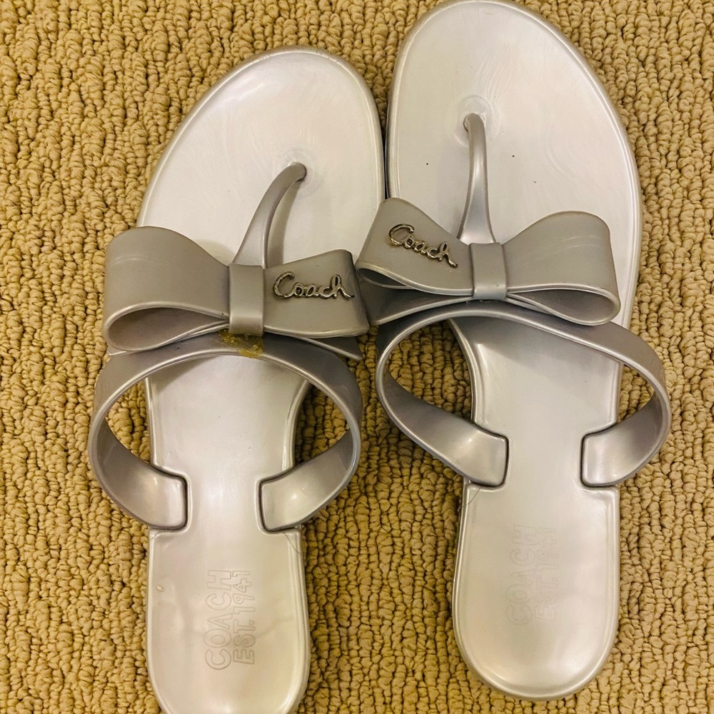 Auth COACH bow bow slipper for sale